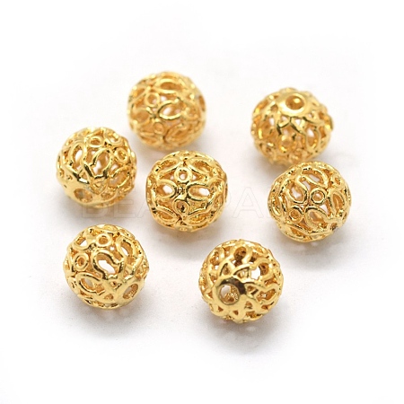 Hollow Brass Beads KK-L184-79G-1