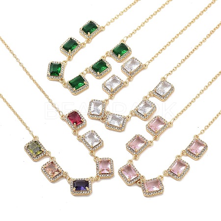 Rack Plating Brass Micro Pave Cubic Zirconia Necklaces NJEW-M215-02G-1