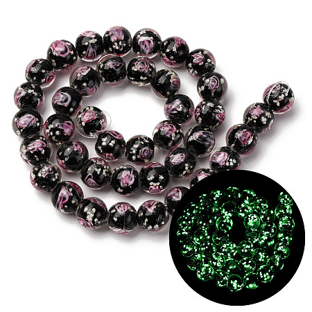 Luminous Handmade Glod Sand Lampwork Beads Strands LAMP-B028-03Q-10mm-1