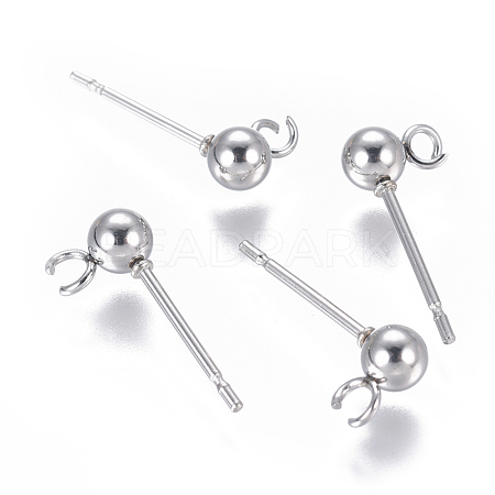 Non-Tarnish 304 Stainless Steel Ear Stud Components STAS-F227-18B-P-1