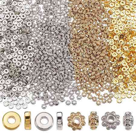 1200Pcs 4 Styles CCB Plastic Spacer Beads CCB-SP0001-07-1