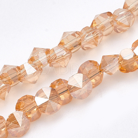 Electroplated Glass Beads Strands EGLA-S174-01C-10-1