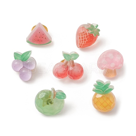 Resin Fruit Brooches JEWB-BR00108-1