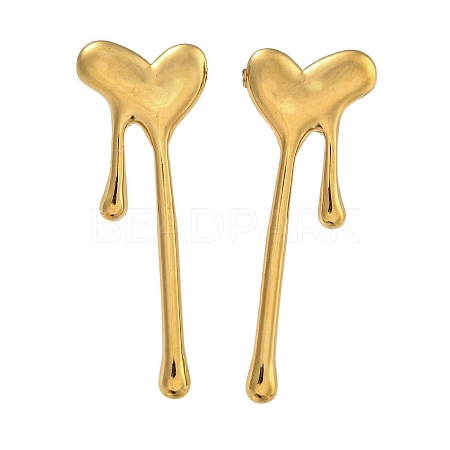 304 Stainless Steel Heart Stud Earrings for Women EJEW-U022-02G-1