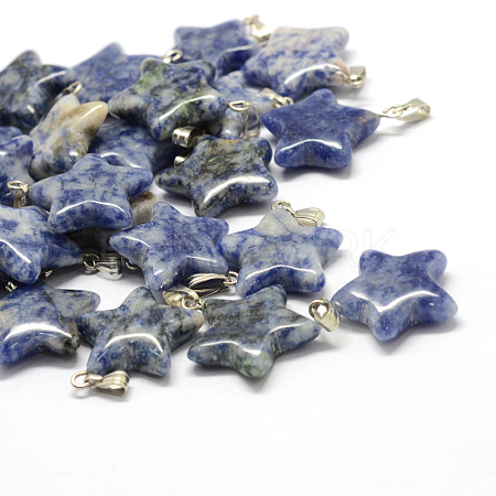 Star Natural Blue Spot Jasper Pendants G-Q367-17-1