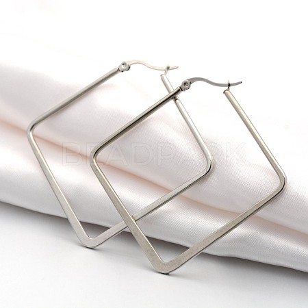 Tarnish Resistant 304 Stainless Steel Angular Hoop Earrings EJEW-P066-02C-1