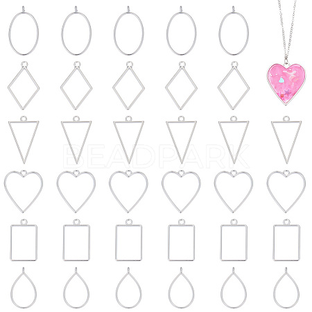 36Pcs 6 Styles Alloy Open Back Bezel Pendants FIND-UN0003-24-1