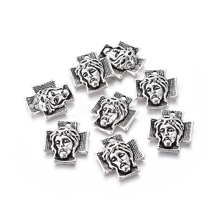 Tibetan Style Alloy Cross with Jesus Alloy Pendants for Easter Jewelry LS-LF10674Y-NF-1