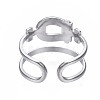 304 Stainless Steel Oval Open Cuff Ring RJEW-T023-25P-2