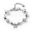 201 Stainless Steel Butterfly Charm European Bracelet with Snake Chains BJEW-JB08044-02-1