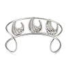 Non-Tarnish 304 Stainless Steel Wide Hollow Textured Opaen Cuff Bangles BJEW-Q348-07P-01-3