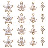 16Pcs 4 Styles Brass Pave Clear Cubic Zirconia Connector Charms KK-HY0004-39-1