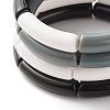 Opaque Chunky Acrylic Curved Tube Beads Stretch Bracelets Set for Women BJEW-JB07320-8