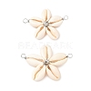 Natural Mixed Cowrie Shell Connector Charms PALLOY-JF03858-01-1