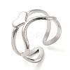 Non-Tarnish 304 Stainless Steel Heart Open Cuff Ring for Women RJEW-I098-22P-1