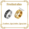 2Pcs 2 Colors Stainless Steel Finger Rings for Women Men RJEW-GO0001-01-2