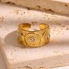 304 Stainless Steel Rhinestone Open Cuff Rings WG2F424-01-2