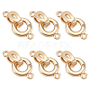 6Pcs Brass Micro Pave Clear Cubic Zirconia Fold Over Clasps KK-BC0015-10KCG-1