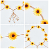 2Pcs 2 Colors Cloth Sunflower Hippie Headband Floral Crown OHAR-CP0001-15-6