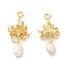 Natural Pearl Spring Ring Clasp Charms KK-I697-01G-2