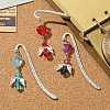 3Pcs 3 Colors Glass Bead Heart Angel Bookmarks AJEW-JK00276-2