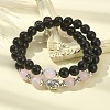 Natural Black Onyx Beaded Warp Bracelets for Women BJEW-TA00422-2