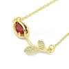 Brass Micro Pave Clear Cubic Zirconia Pendant Necklaces NJEW-Z032-01E-2