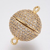 Brass Micro Pave Cubic Zirconia Magnetic Clasps with Loops ZIRC-F083-108G-RS-1