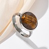 Half Round Natural Tiger Eye Finger Rings RJEW-M062-01P-08-1