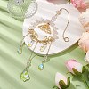 Brass Butterfly & Natural Rose Quartz Chips Pendant Decorations HJEW-TA00259-2