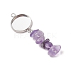 304 Stainless Steel & Natural Mixed Gemstone Pendant Cabochon Settings AJEW-JB01572-4