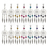 28Pcs 7 Colors Dyed Natural Lava Rock & Tibetan Style Alloy Pendant Decorations HJEW-AB00410-1