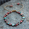 Bohemian Dyed Natural Imperial Jasper Heart Bead Braided Bead Bracelets for Women FS-WG782CA-08-1