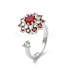 Flower Rotatable Open Cuff Rings for Women RJEW-G333-01E-4