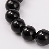 Natural Black Stone Stretch Chakra Bracelets BJEW-JB01689-05-3