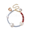 4mm Round Natural Ang and 6mm Round Carnelian Beaded Bracelets BJEW-JB10541-1