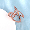 Adjustable Rose Gold Plated Brass Cubic Zirconia Cuff Wide Band Finger Rings RJEW-BB15319-3
