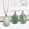Teardrop Natural Green Aventurine Pendant Necklaces & Dangle Earrings Sets FS-WGAC060-02-1