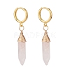 Copper Wire Wrapped Natural Rose Quartz Hoop Earring EJEW-JE04722-02-1