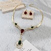 Teardrop Alloy Rhinestone Pendant Necklaces & Stud Dangle Earrings Sets for Women FS-WGFB3C6-01-3