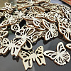 50Pcs Hollow Unfinished Wood Butterfly Shaped Cutouts Ornament WOCR-PW0003-07-2