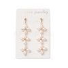 Natural Pearl Flower Long Dangle Stud Earrings EJEW-JE05208-2