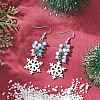 Snowflake Alloy Electroplate Glass Beads Dangle Earrings EJEW-TA00663-1
