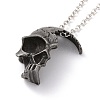 Retro Alloy Broken Half Skull Pendant Necklace for Men Women NJEW-B085-04A-1