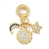 Brass Micro Pave Blue and Clear Cubic Zirconia European Dangle Charms KK-A282-22G-1