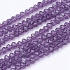Faceted Indigo Transparent Glass Rondelle Bead Strands X-GLAA-R029-4mm-19A-2