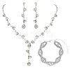 Brass Rhinestones Necklaces & Earring & Bracelets Sets for Women WGF929C-04-3