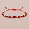 Glass & Brass Round Beads Braided Bead Bracelets LS-RD6595-3-1
