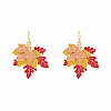 Alloy Enamel Maple Leaf Dangle Earrings for Women WG7F916-01-5