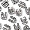 Alloy Initial Slide Charms with Grade A Rhinestones ALRI-R032-U-FF-3